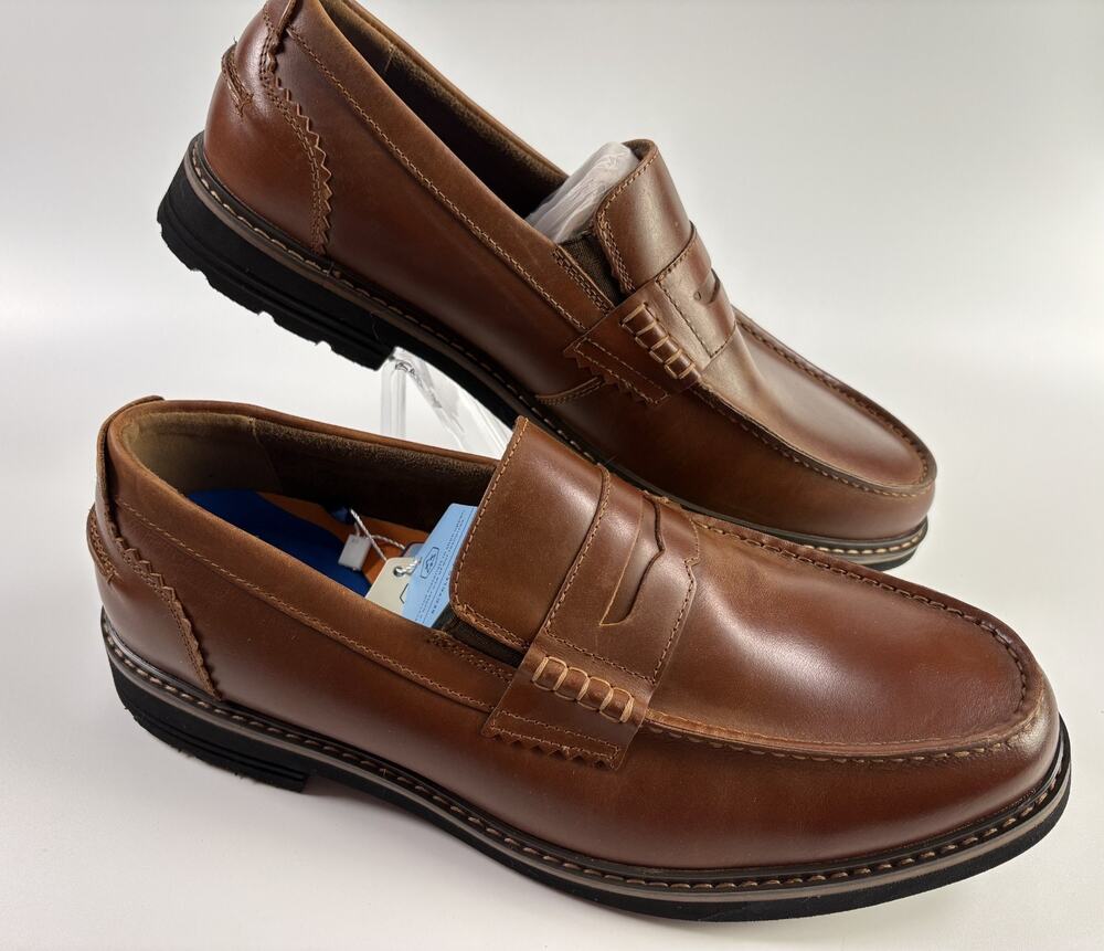Nunn Bush Men's Odin II Penny Cognac Leather Comfort Gel Dress Shoes Size 10.5M